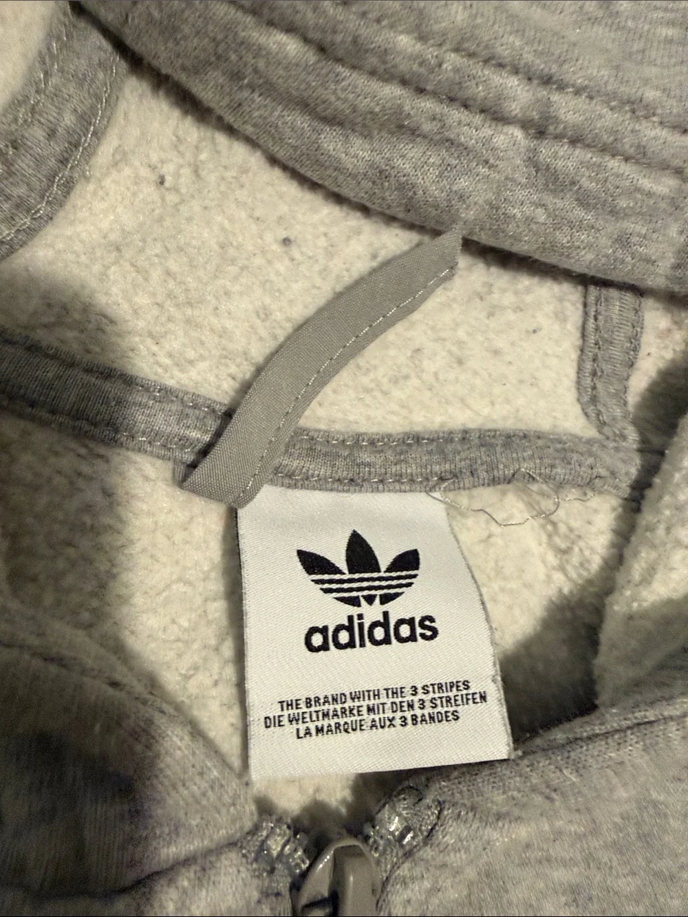 adidas Gray Kids Zip-Up Hoodie with Hood and Trefoil